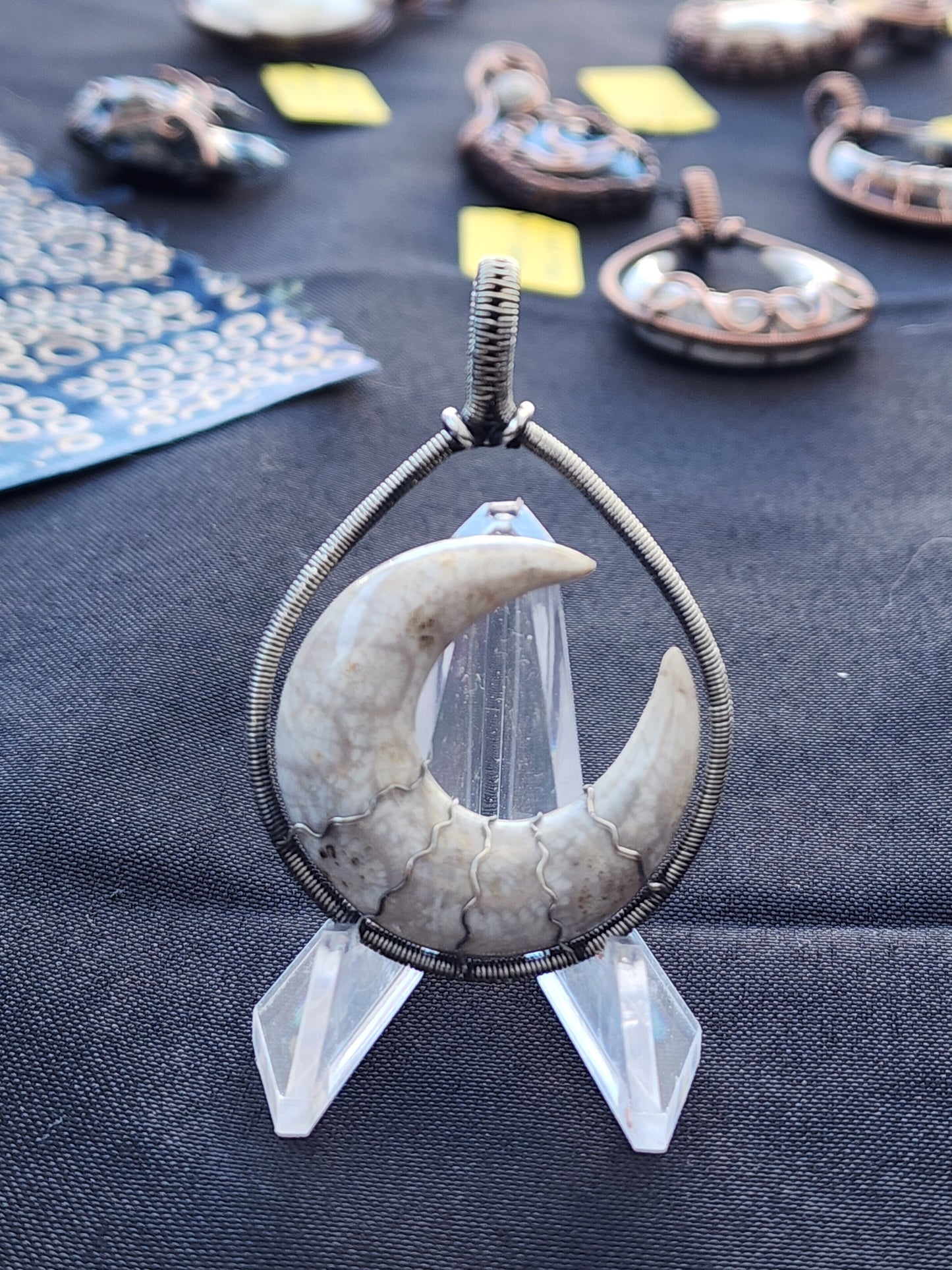 Coral Fossil Moon Sterling Silver