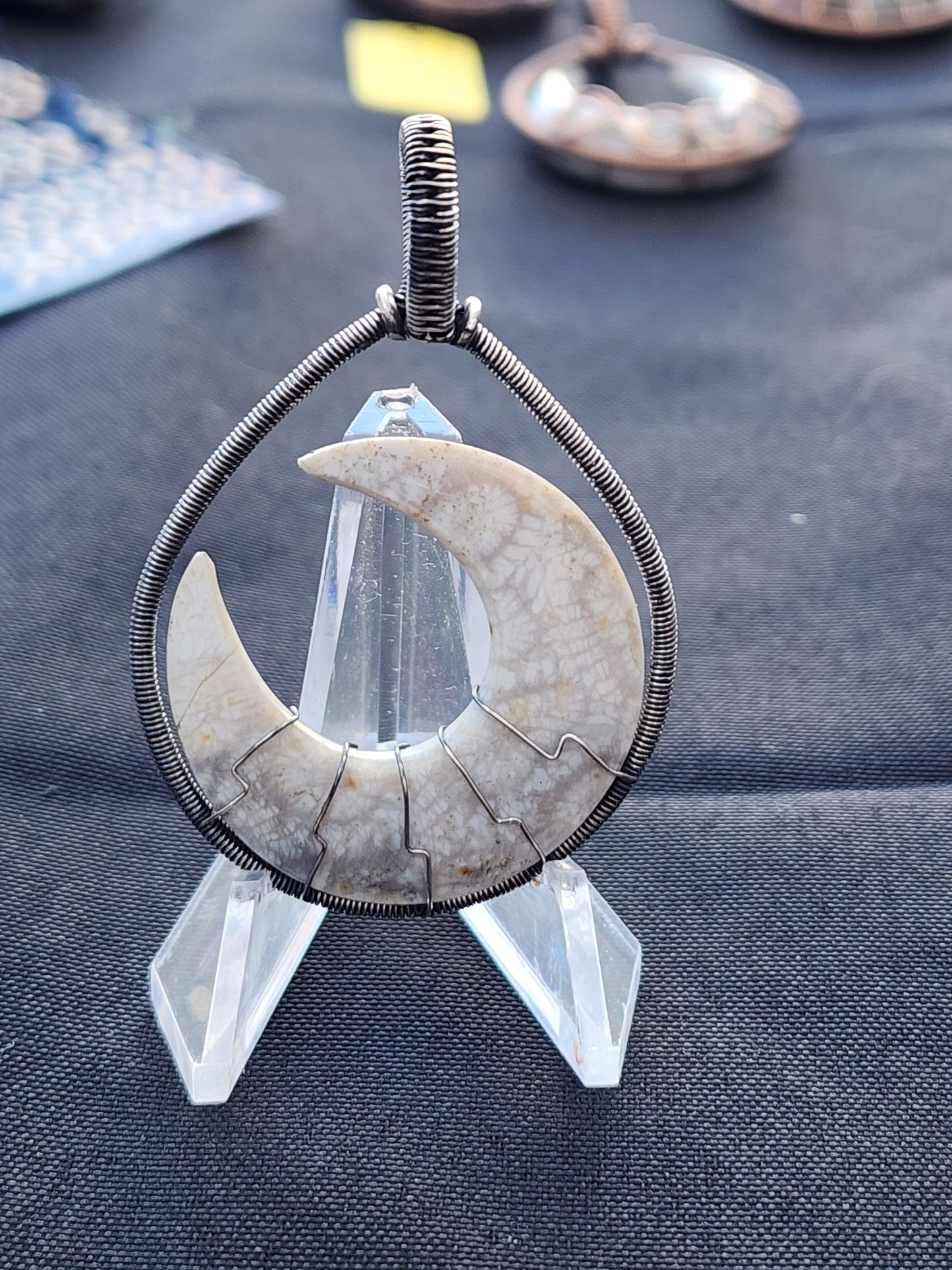 Coral Fossil Moon Sterling Silver