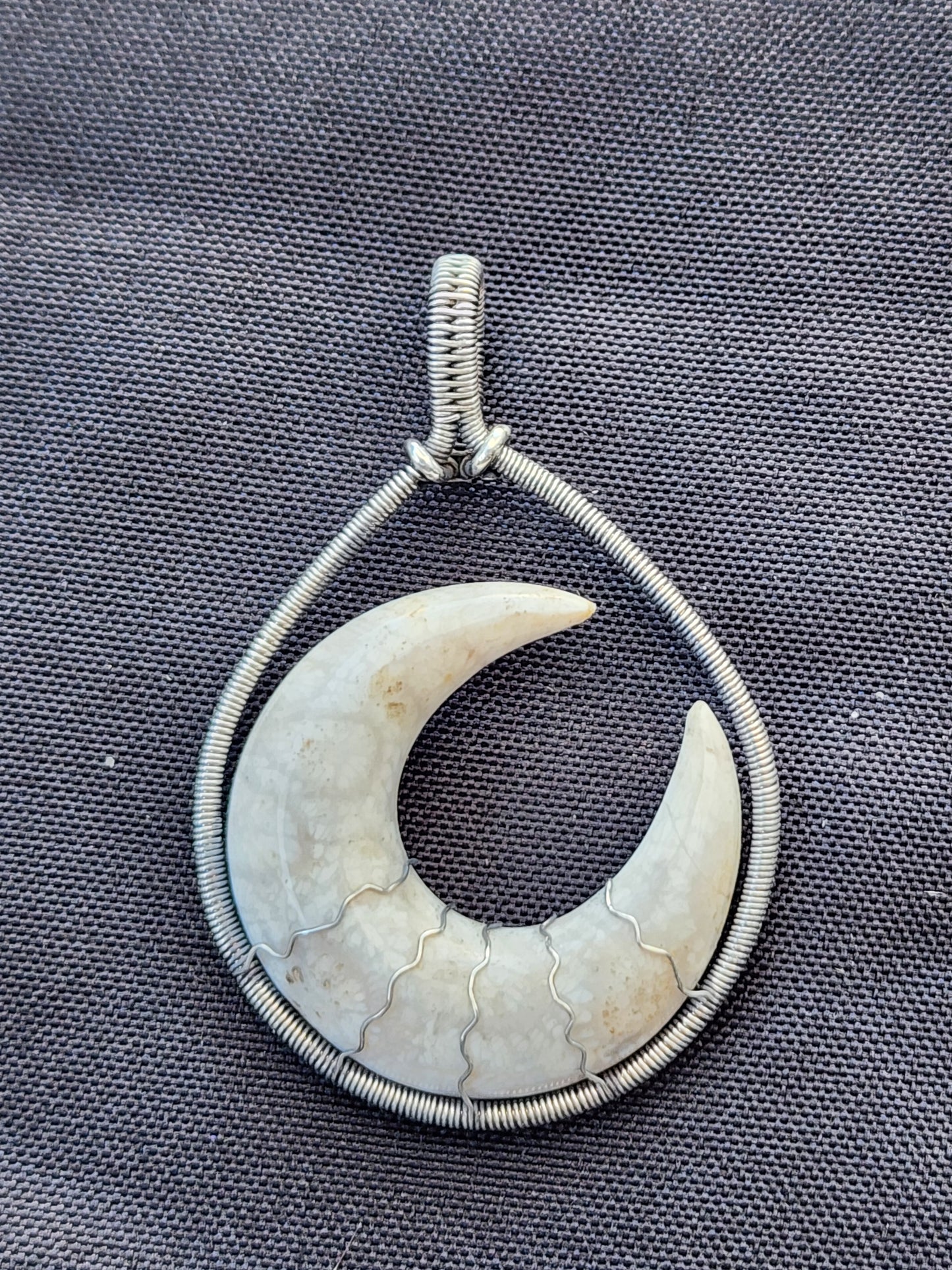 Coral Fossil Moon Sterling Silver