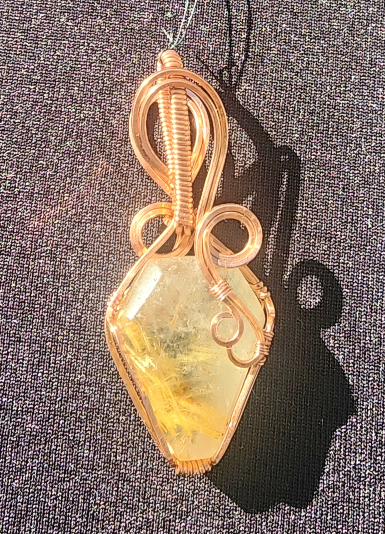 Reversible Golden Rutile Quartz Coffin Pendant
