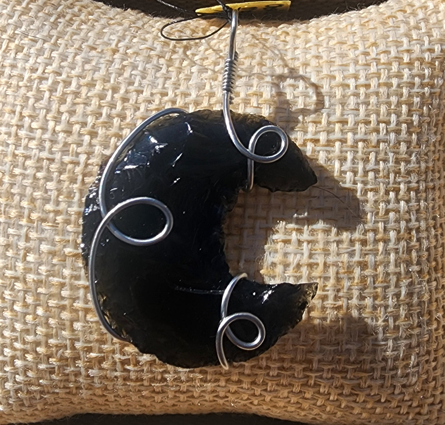 Obsidian Crescent Moon Pendant