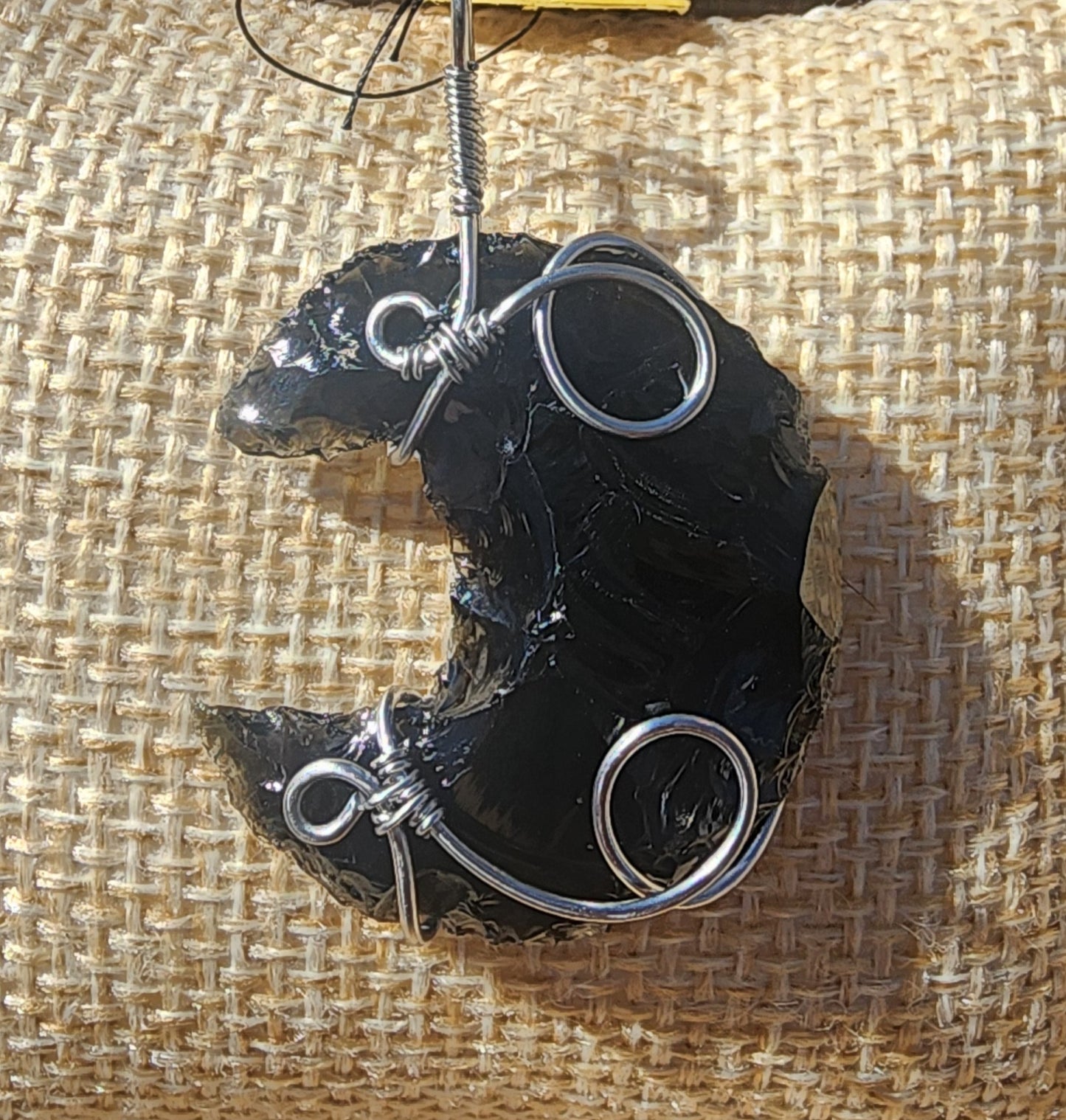 Obsidian Crescent Moon Pendant