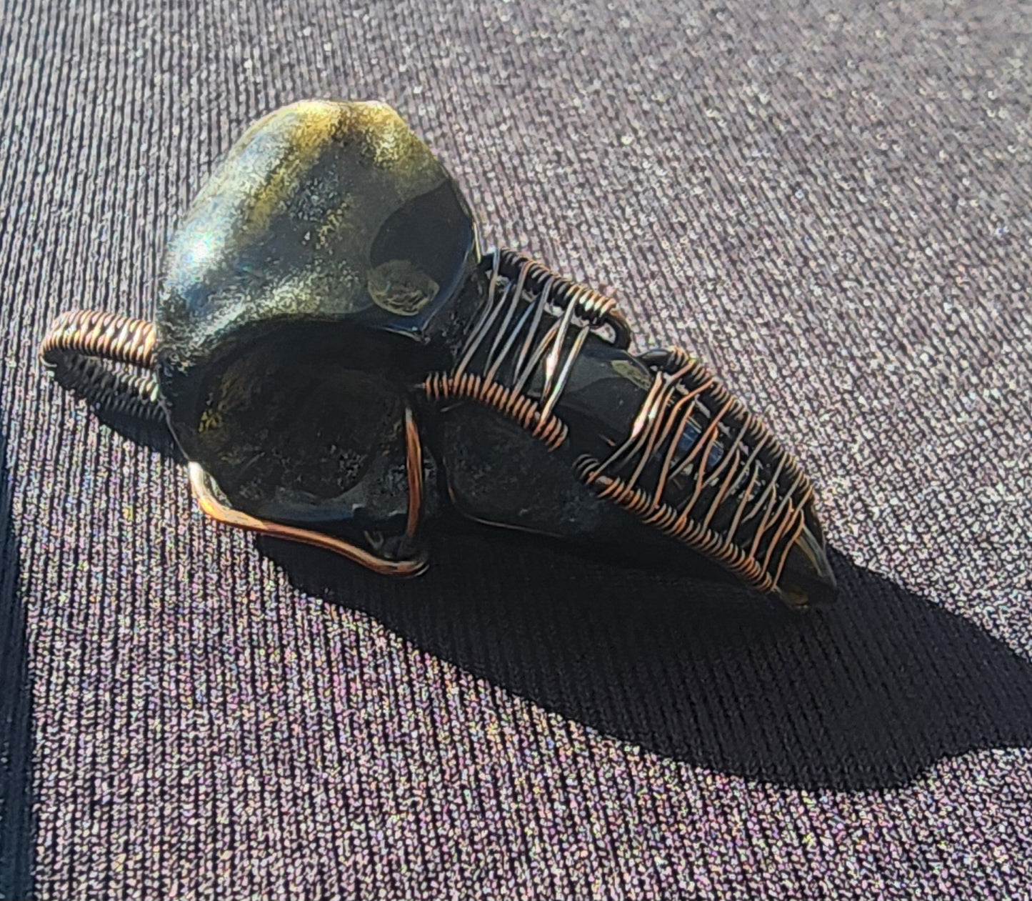 Poe's Pal - Golden Sheen Obsidian Raven Pendant