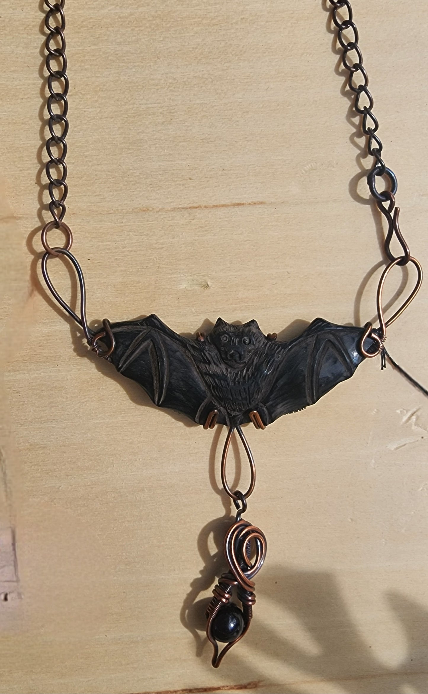 Black Vampire Bat Necklace
