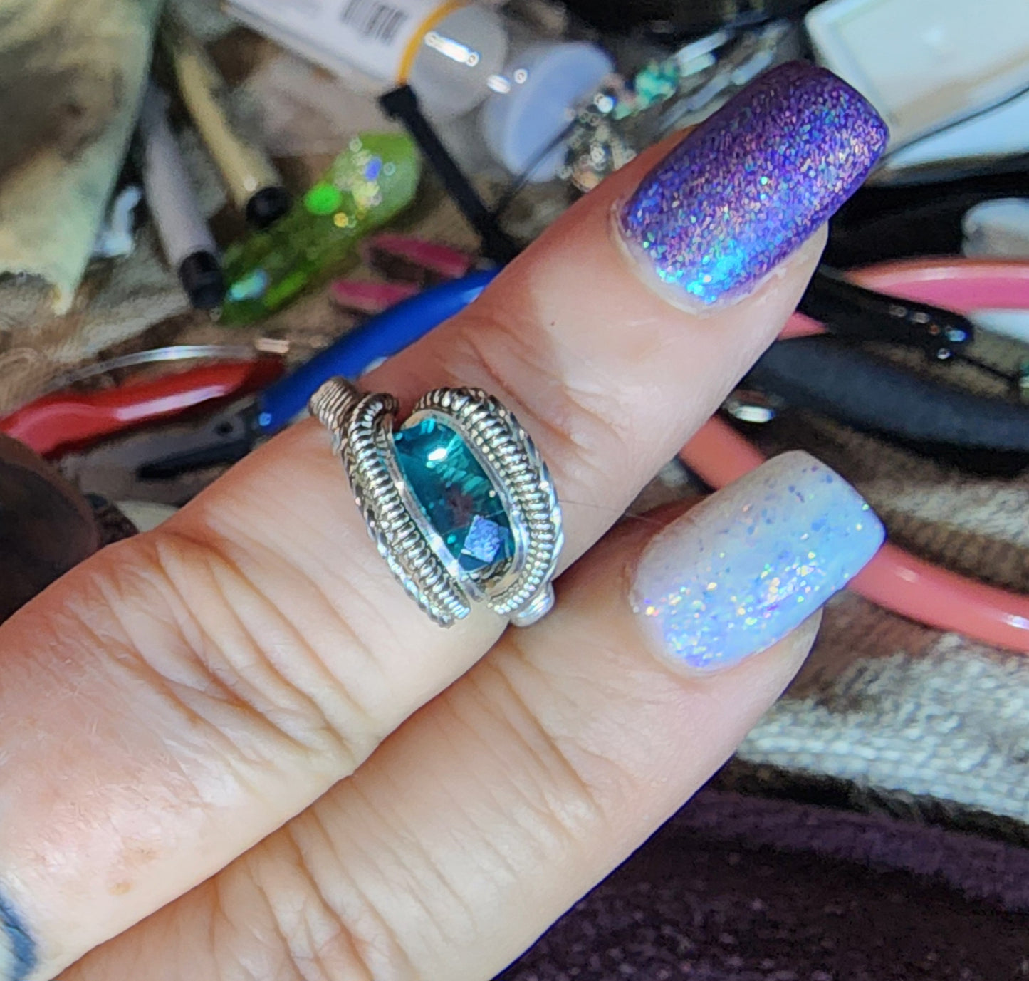 Teal Topaz Ring