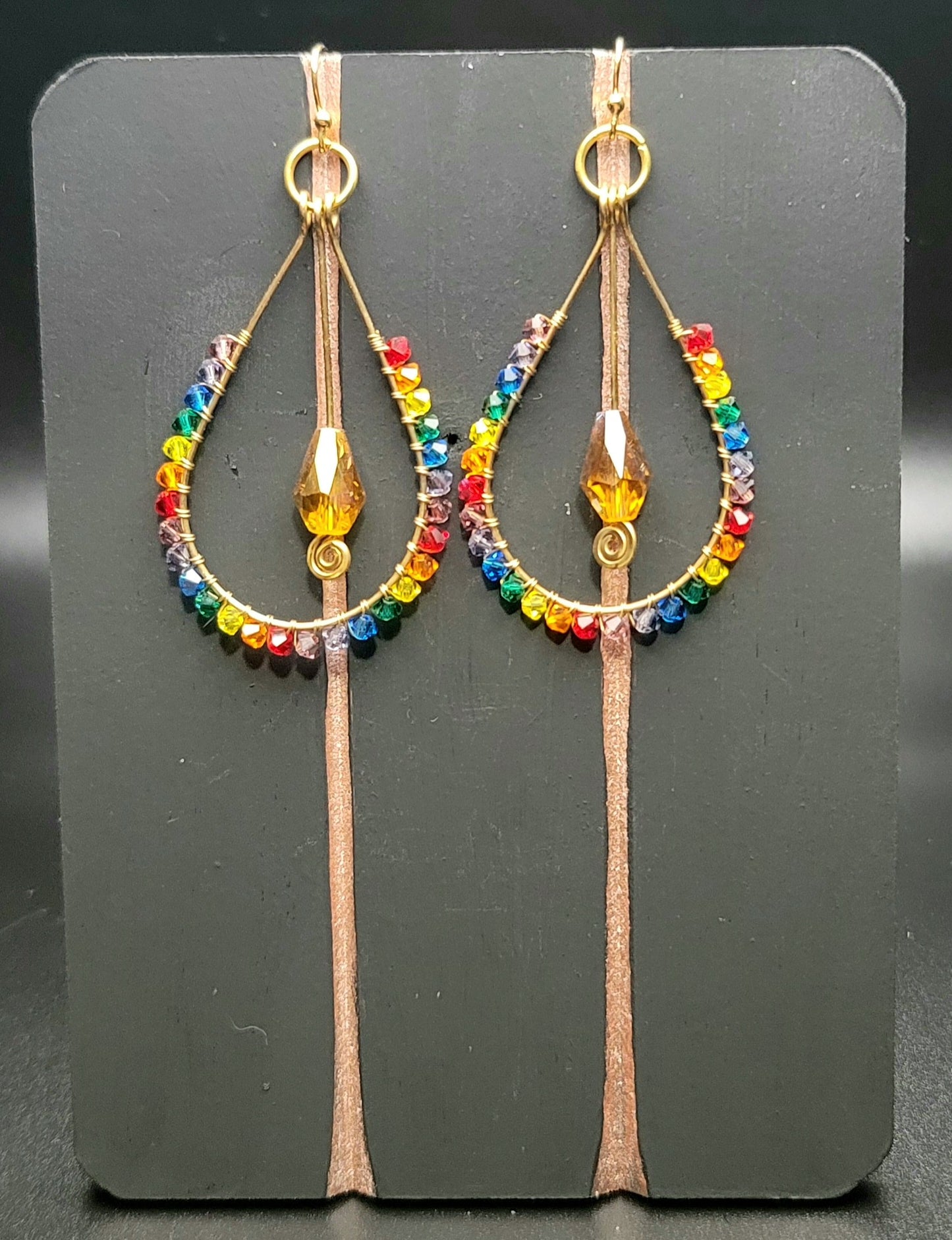 Golden Rainbow Drop Earrings