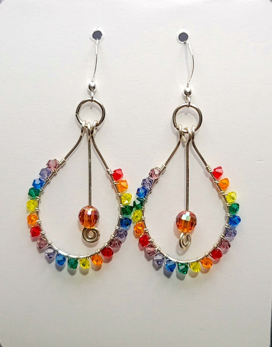 Silver Rainbow Drop Earrings