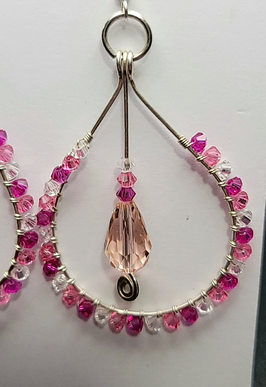 Silver Pink Drop Earrings