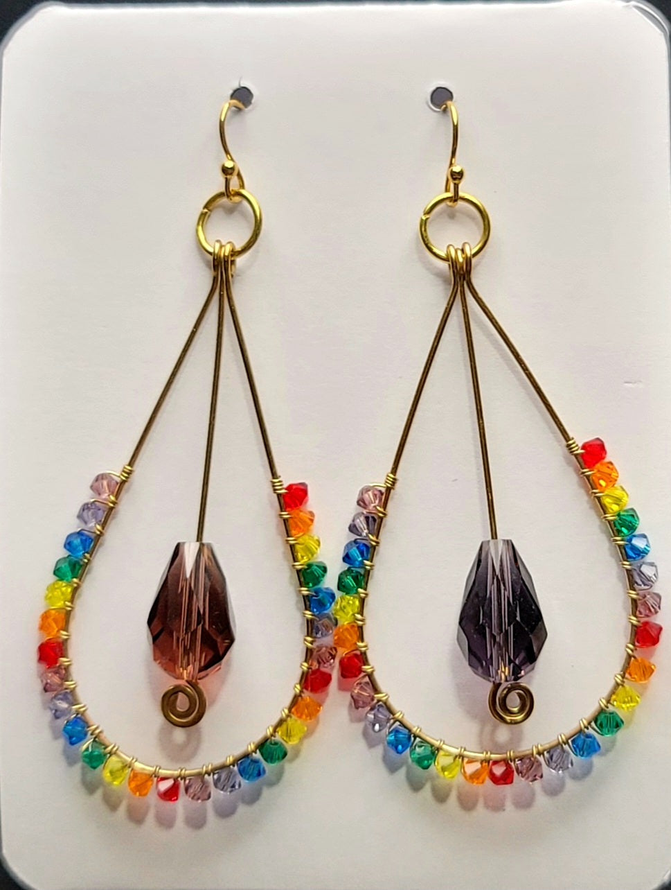 Golden Rainbow Drop Earrings
