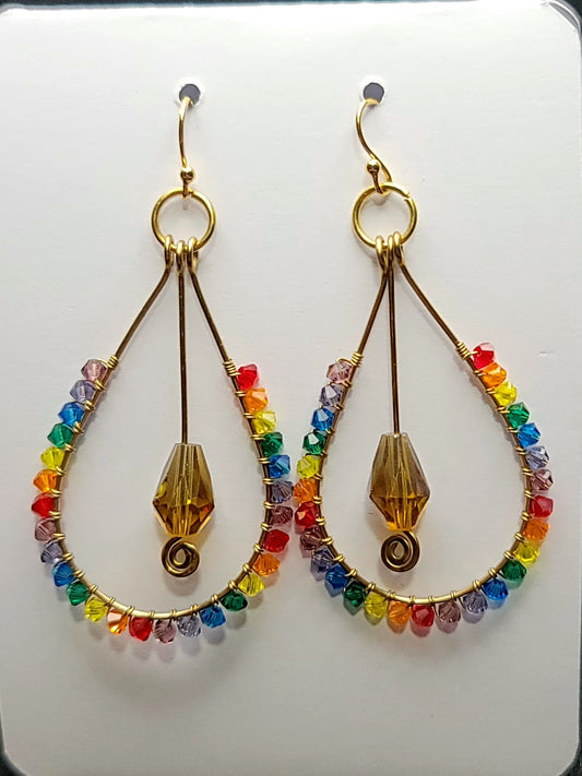 Golden Rainbow Drop Earrings