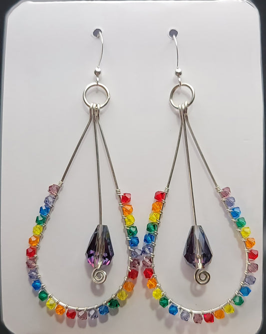Silver Rainbow Drop Earrings