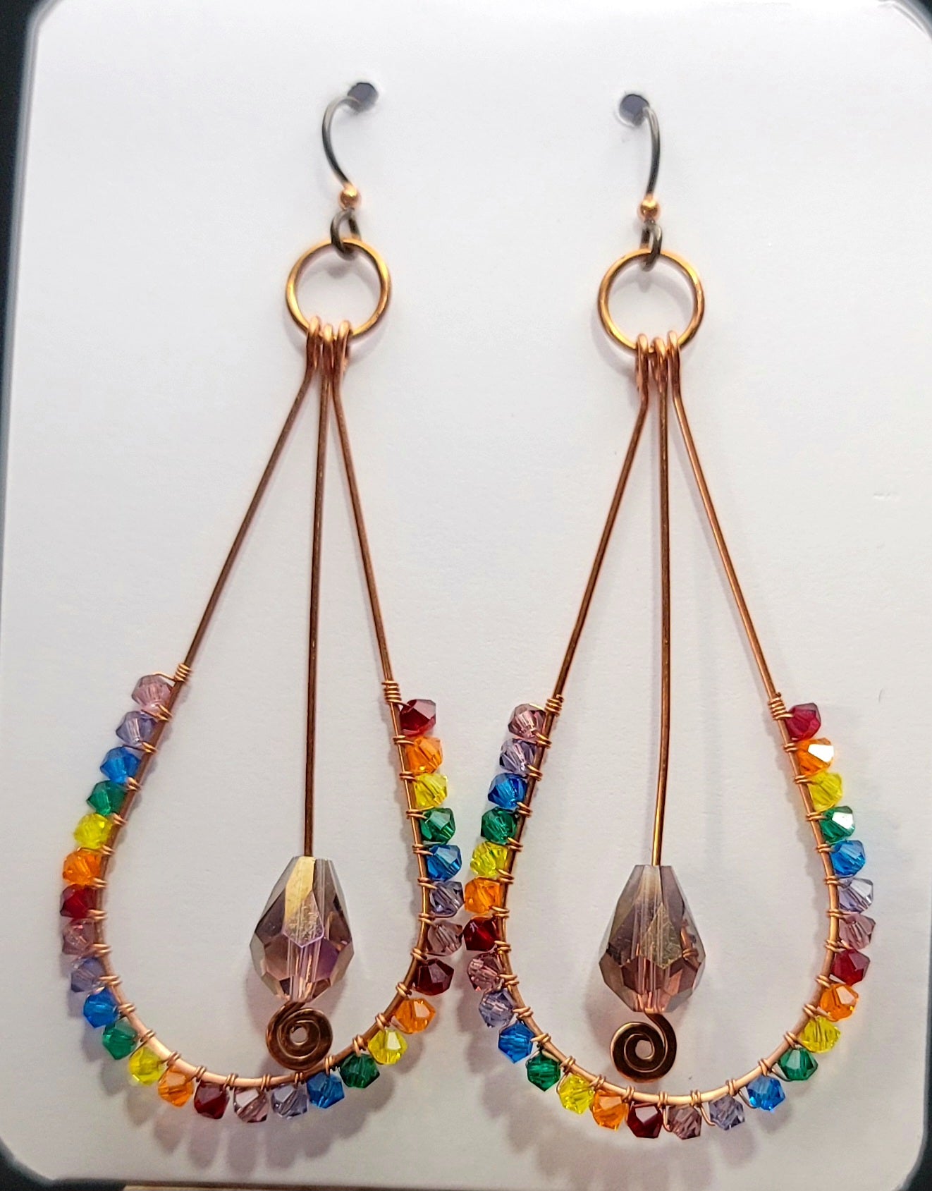 Copper Rainbow Drop Earrings