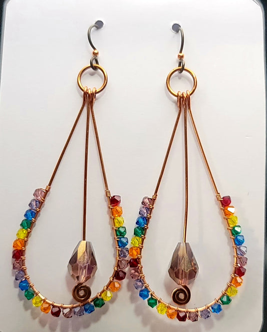 Copper Rainbow Drop Earrings