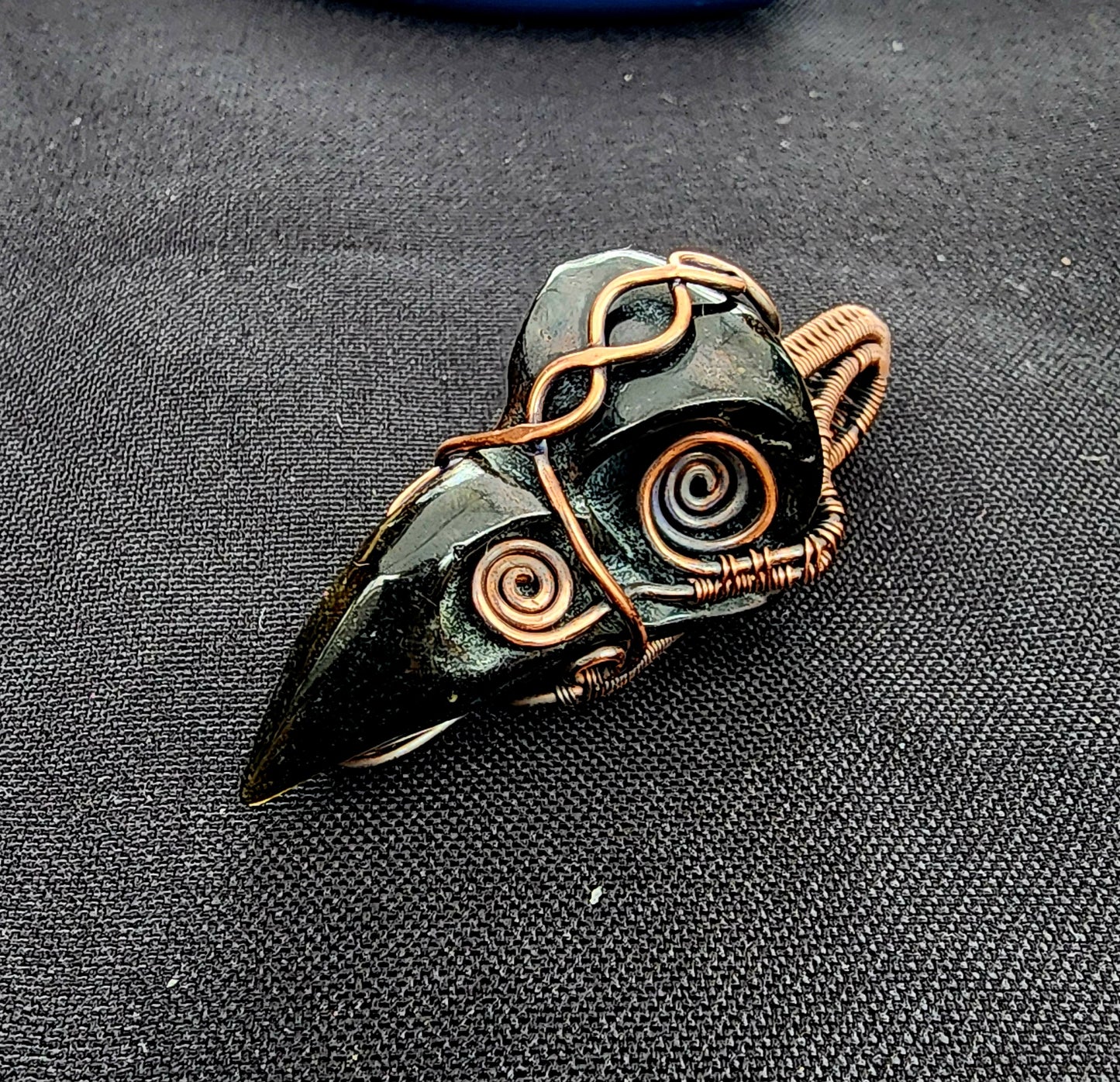 The Raven - Golden Sheen Obsidian Raven Skull Pendant
