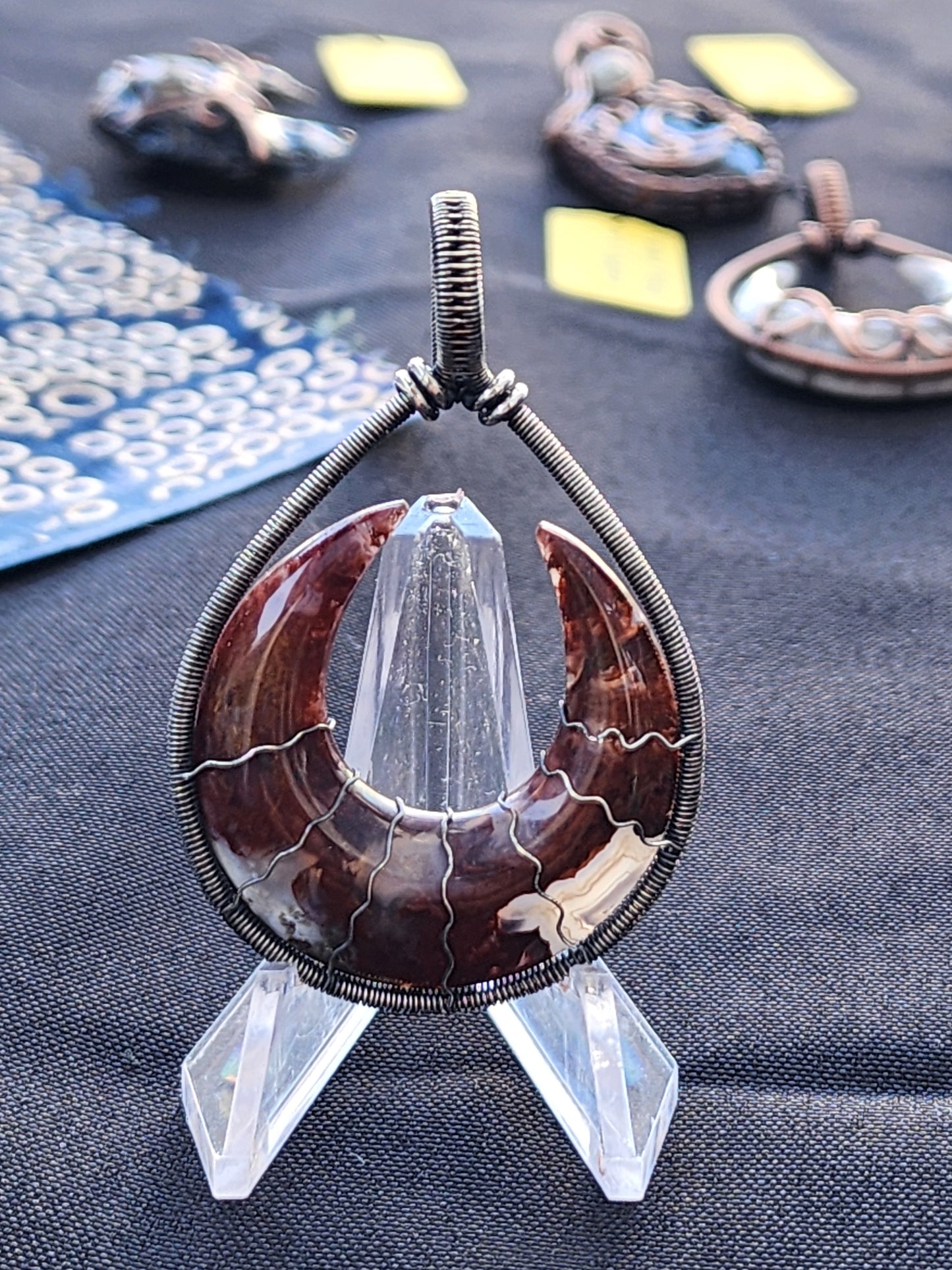 Moss Agate Crescent Moon Pendant