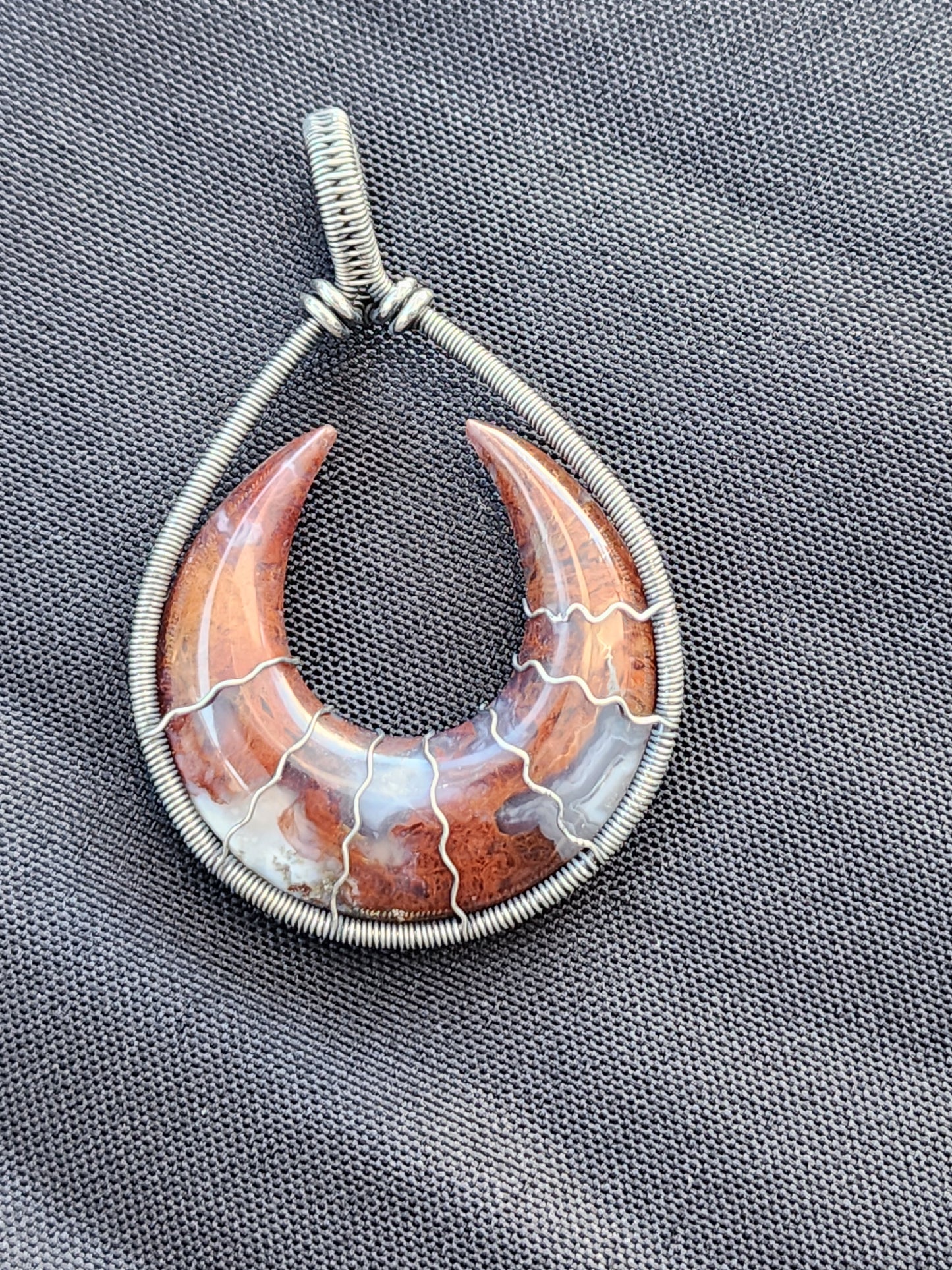 Moss Agate Crescent Moon Pendant